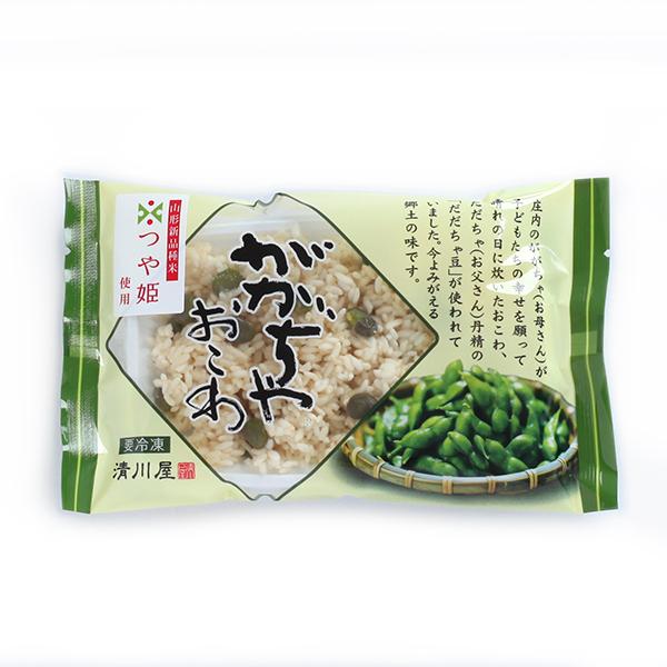 冷凍 おこわ 枝豆 だだちゃ豆 ががちゃおこわ（1袋) レンジパック 豆ご飯 山形県産米 つや姫 鶴岡産｜kiyokawaya｜02