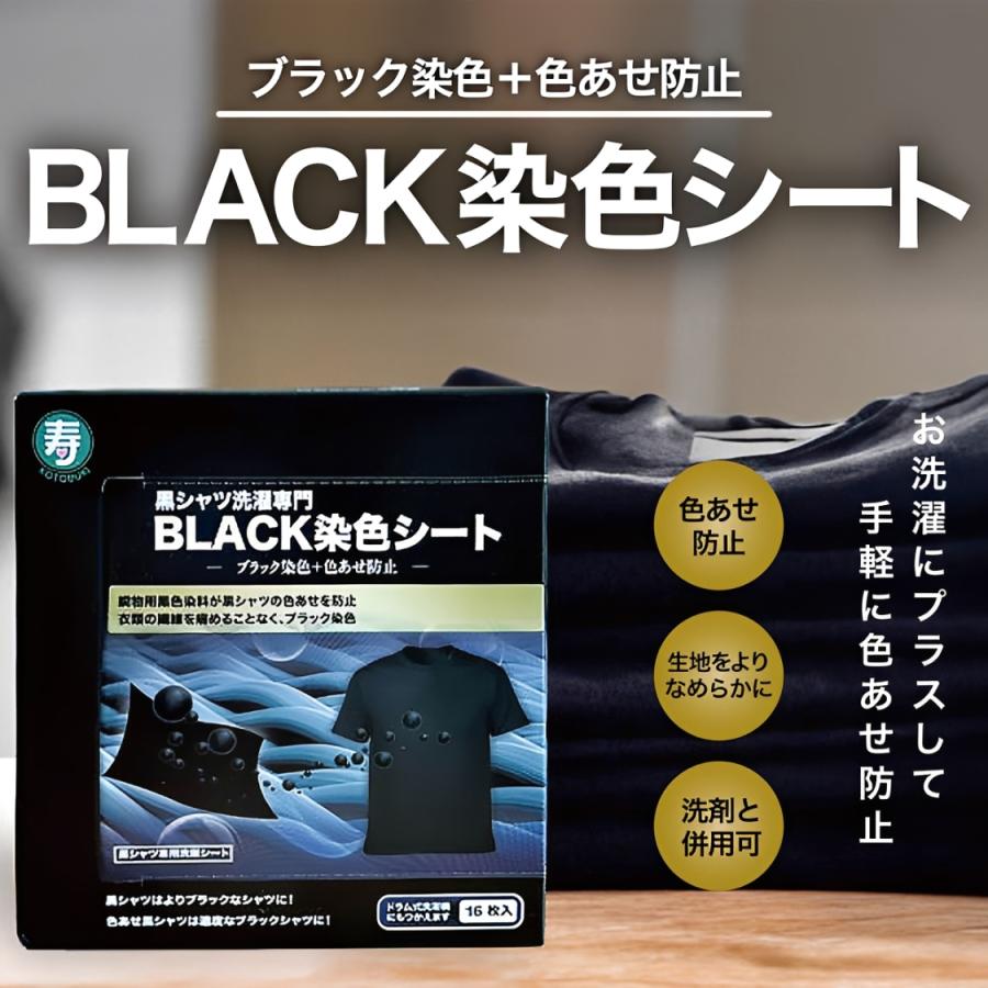 黒シャツ洗濯専門 黒復活シート 16枚入り BLACK染色シート ブラック染色+色あせ防止 衣類の黒復活 色落ち 色褪せ 染色 染める 送料無料 追跡可能メール便（Yahoo!・清瀬ストア）