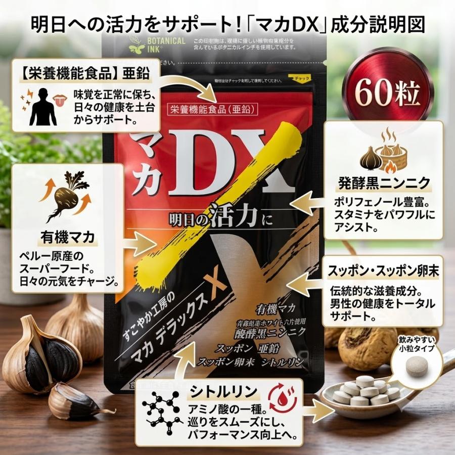 NEW マカDX 60粒 マカデラックス 有機マカサプリ すこやか工房 : 清須