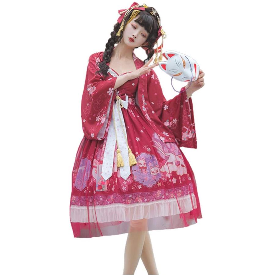 人気スポー新作 Milky Red ミニ丈 和風 ワンピース 和服 着物 和ロリ ロリータ ゴスロリ Time ワンピース チュニック Helpunit Biz