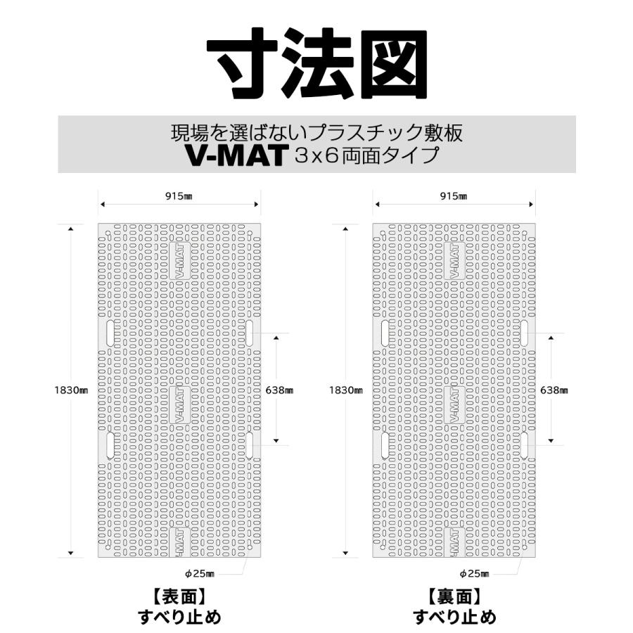 現場を選ばないプラスチック敷板V-MAT3×6両面オーバル V36-R 高密度