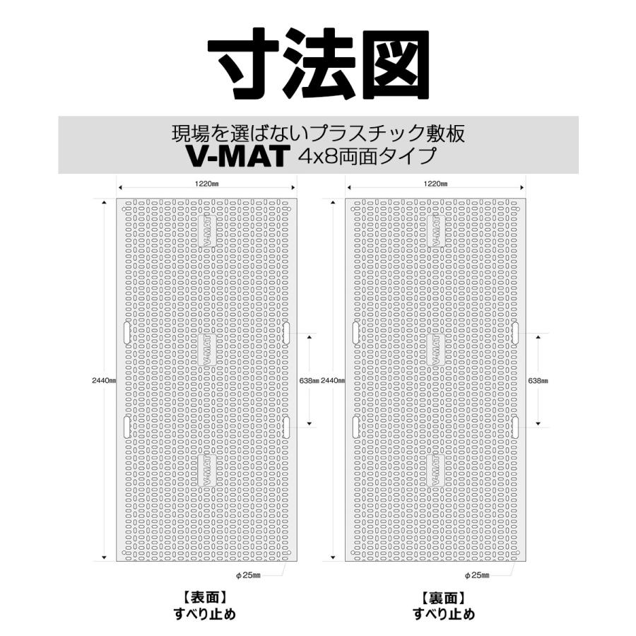 現場を選ばないプラスチック敷板V-MAT4×8両面オーバル V48-R 高密度