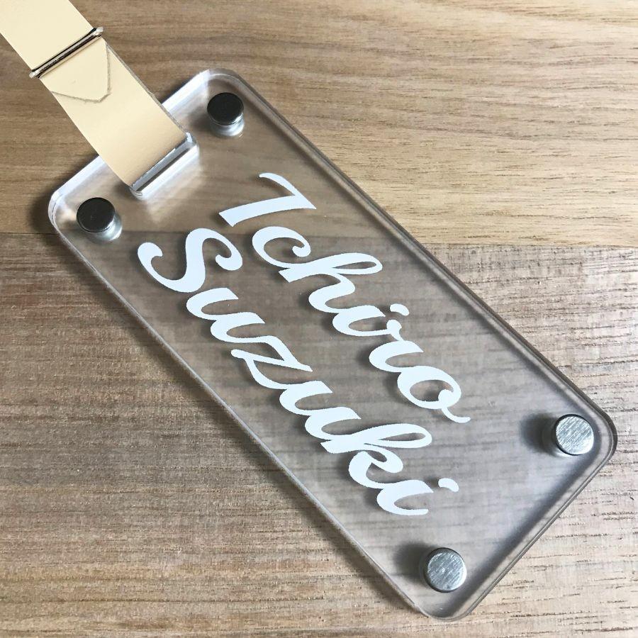 【新発売】ゴルフ ネームプレート 名入れ シンプル クリアなのに見やすい アクリル 二層 丈夫 90×40mm デザイン多数 安い |  | 17