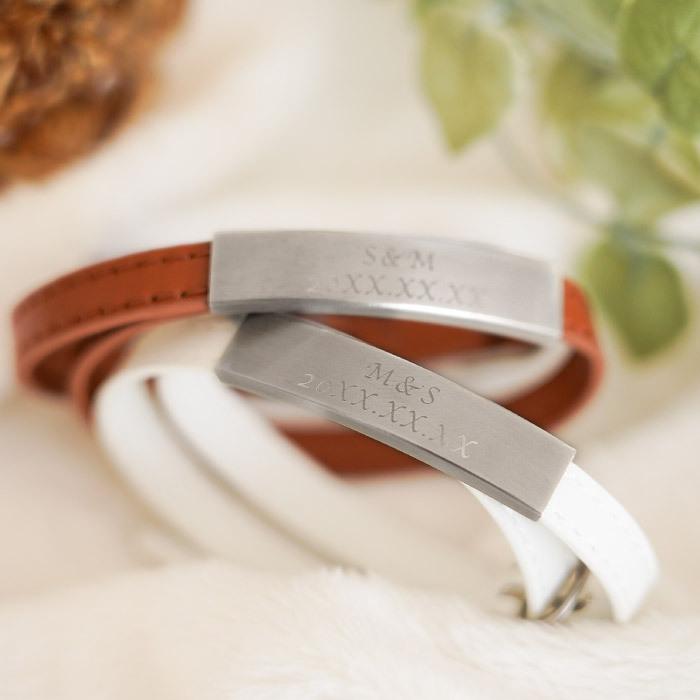 クリスマス プレゼント ペアブレスレット 名入れ 名前入り ギフト レザー ブレスレット ペア アクセサリー レディース メンズ 誕生日 結婚 記念日 彼氏 彼女 Pair Bracelet 004 記念品の名入れプレゼント きざむ 通販 Yahoo ショッピング