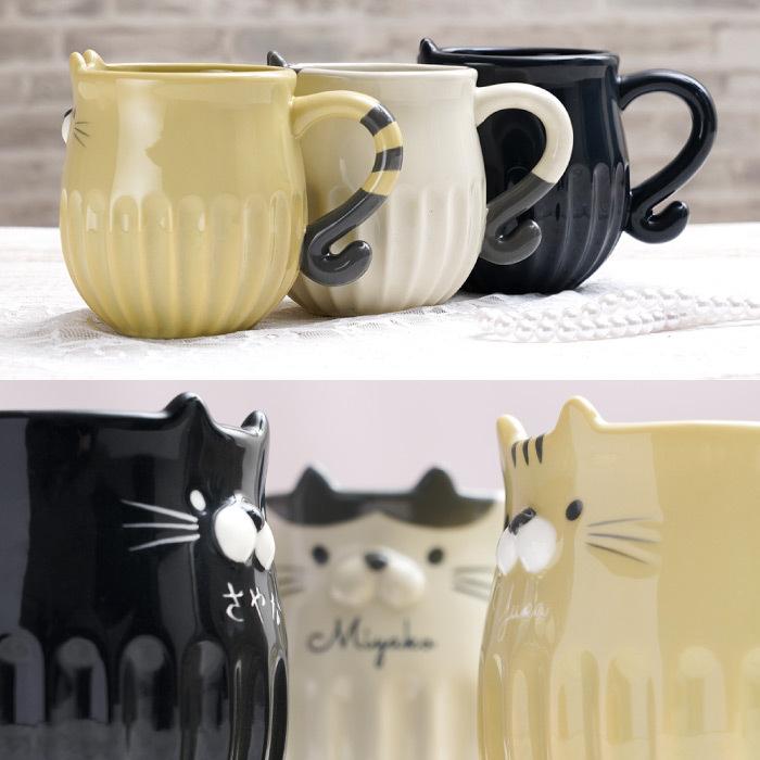 マグカップ 名入れ 猫グッズ 雑貨 プレゼント 名前入り 花 ギフト