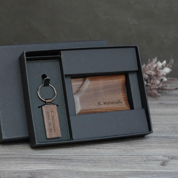 名刺入れ メンズ 名入れ プレゼント 名前入り ギフト 木製 キーリング