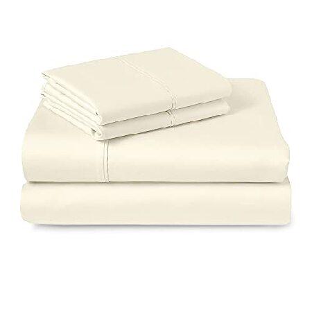 5〜14営業日程での発送になります。Pizuna 400 Thread Count King Cotton Sheets Set Ivory, 100% Long Staple Combed Cotton Sheets, Sateen Luxury Bed Sheets Cotton fit Upto 15” _並行輸入品