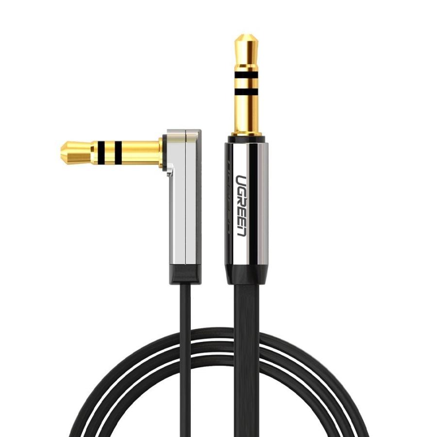 オーディオケーブル L字 (0.5m) 3.5mm ステレオミニプラグ AUX接続用