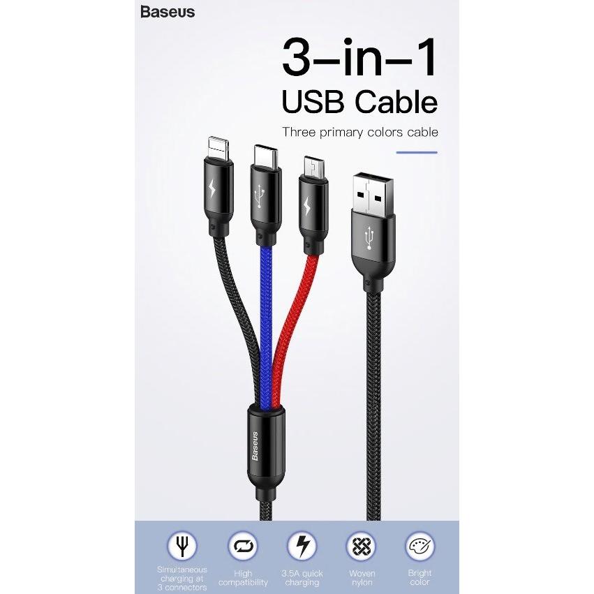 Lightning + microUSB Type-C 3in1 充電ケーブル (30cm / 120cm