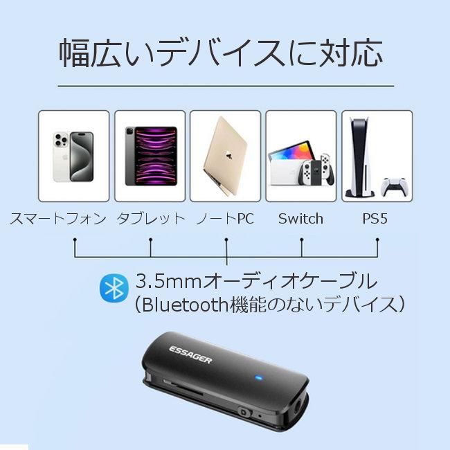 クリップ付き Bluetooth 5.3 アダプター レシーバー Type-C 3.5mm