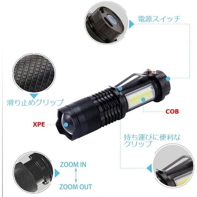 充電式ワークライト「ピタルック」　LEDハンディライト　防災用　携帯充電可 懐中電灯 LED 強力 超小型 高輝度 USB充電式 ハンディライト XPE+COB