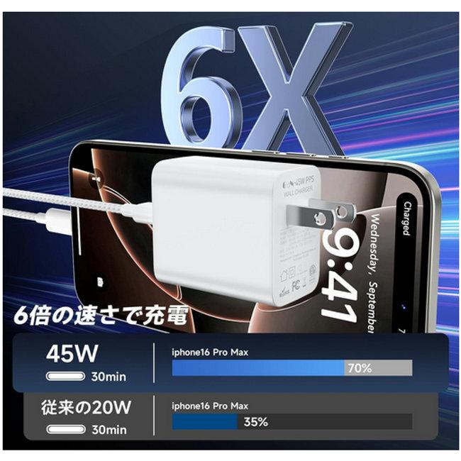 Google Pixel 10 10Pro Type-C 高速充電器 45W PD&PPS ピクセル 充電器