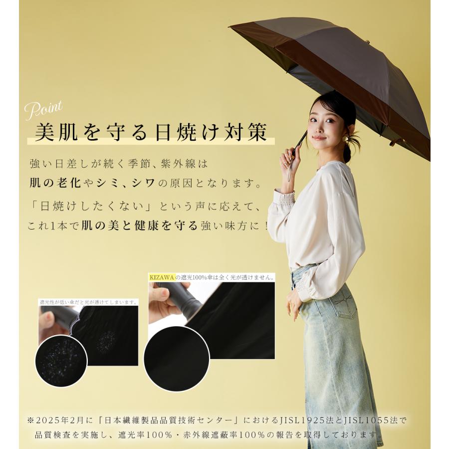 KIZAWA 日傘 完全遮光 折りたたみ傘 晴雨兼用 逆さ傘 UVカット100