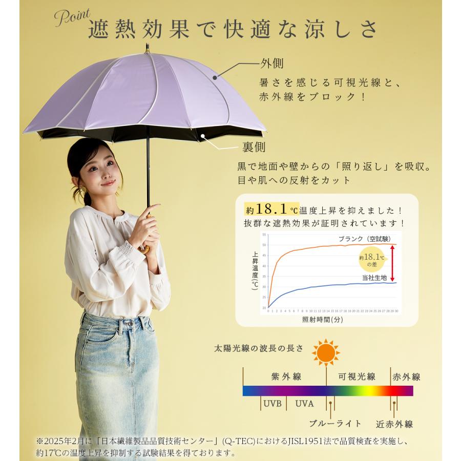 KIZAWA 日傘 長傘 完全遮光 晴雨兼用 8本骨 軽量 UVカット100% 遮熱