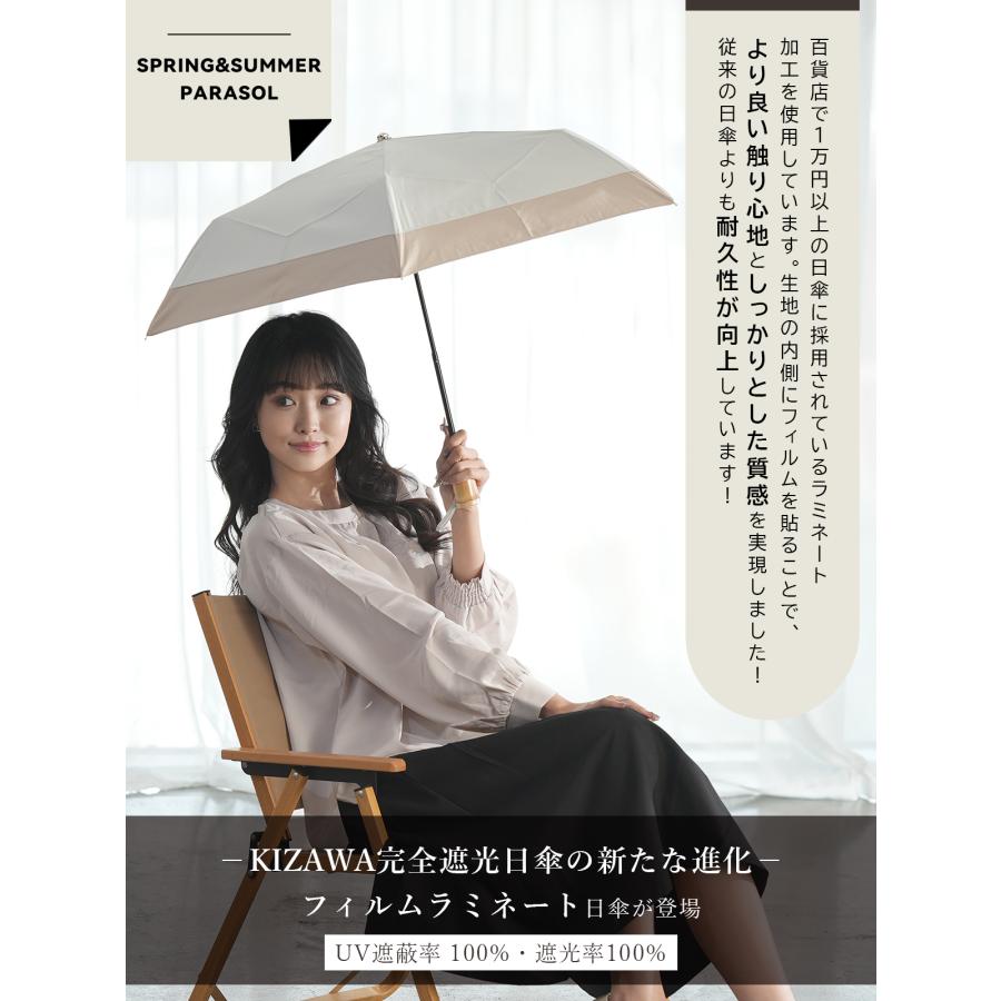 デルヴォー　折りたたみ傘 KIZAWA 畳みやすい 形状記憶 日傘 折りたたみ 完全遮光 uvカット