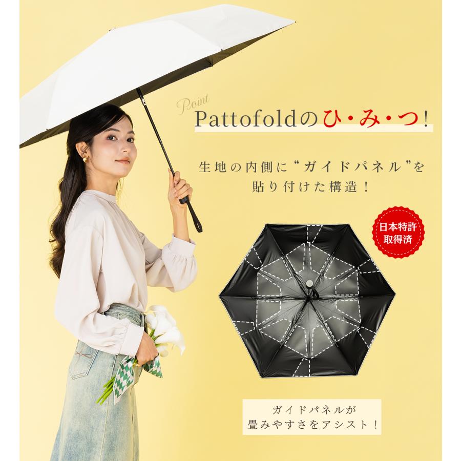 日傘 形状記憶 自動開閉 完全遮光 折りたたみ 軽量 uvカット100% 遮熱 折りたたみ傘 晴雨兼用 雨傘 メンズ レディース ギフト Pattofold swifitの画像