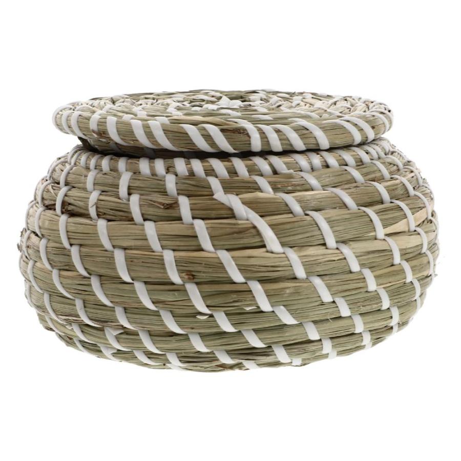 BESPORTBLE Round Rattan Box with Lid Rattan Woven Storage Bin Handmade