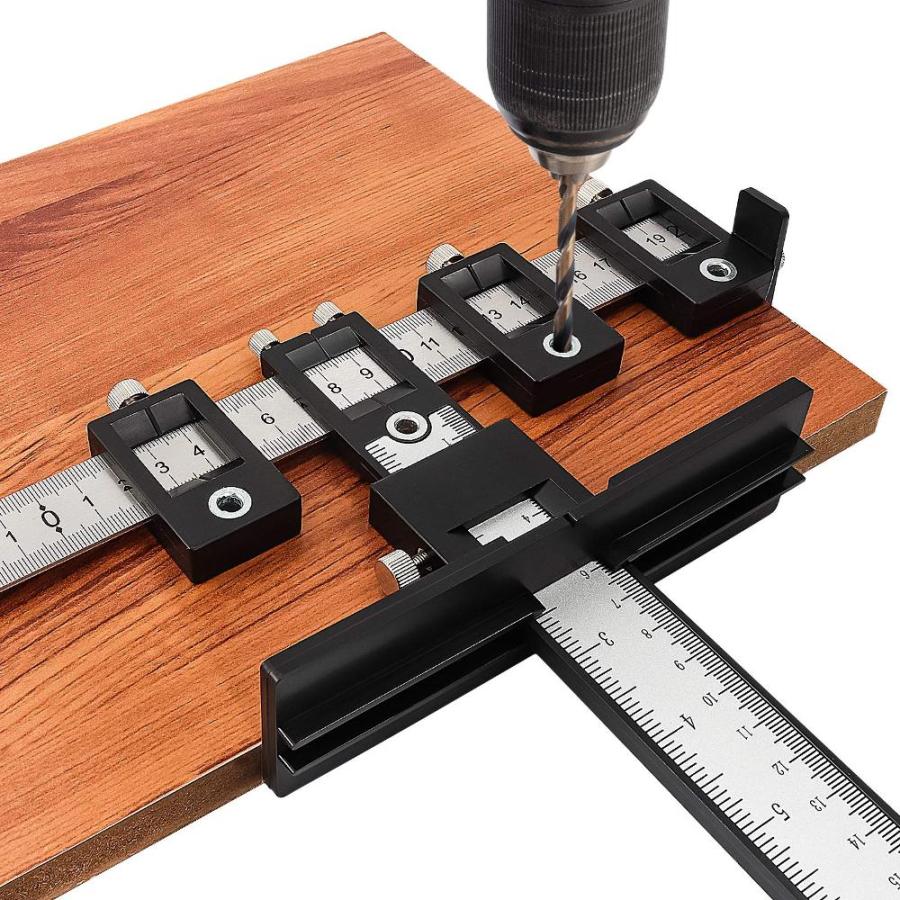 キャビネットハードウェアジグツール ? 調節可能なパンチロケータードリルテンプレートガイド 木製ドリルダボガイド、ドアと引き出しにハンドルノブ