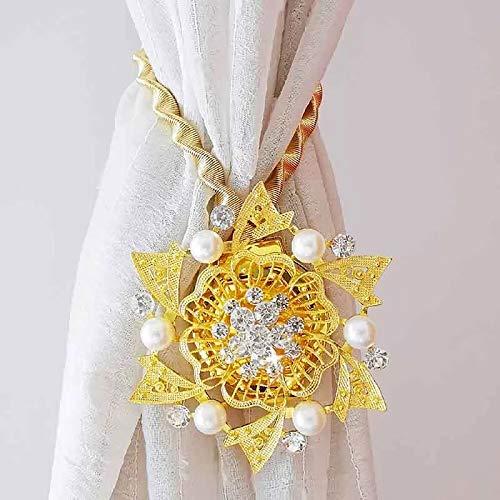 DLVKHKL　2pcs　Magnetic　Rope　Flower　Curtain　Tie　Rods　Acc　Spring　Curtain　Pearl