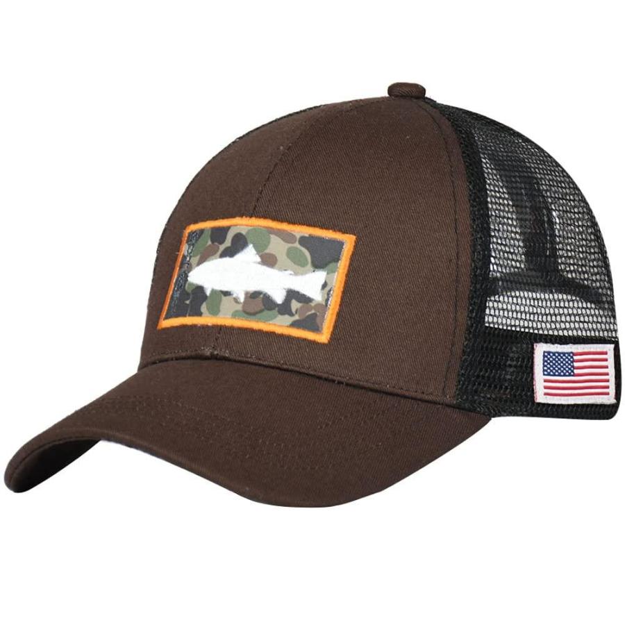 EDTREK Navigator Fishing Hat with Camo Patch and Amercian Flag 