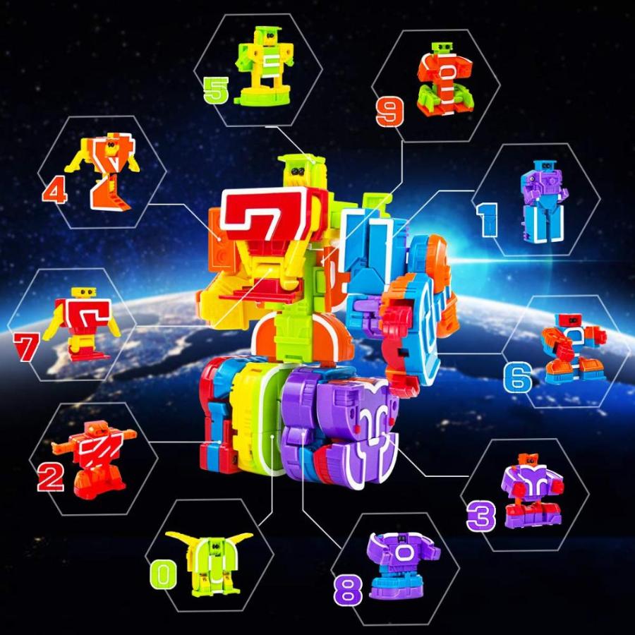 人気通販サイト Lydaz Number Robots Transforming Autobots Toy Educational STEM Learning Bot