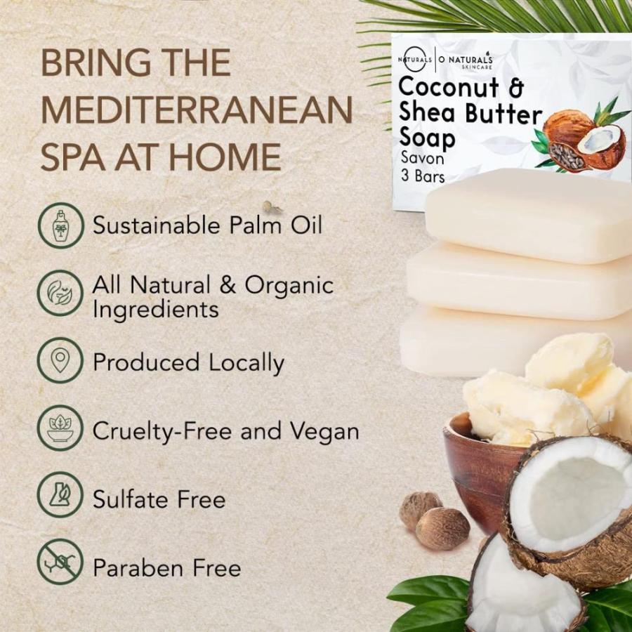 ブランドがお得に買え O Naturals 3-Pack Organic Coconut & Shea Butter Soap Bar 4oz each Set - 100