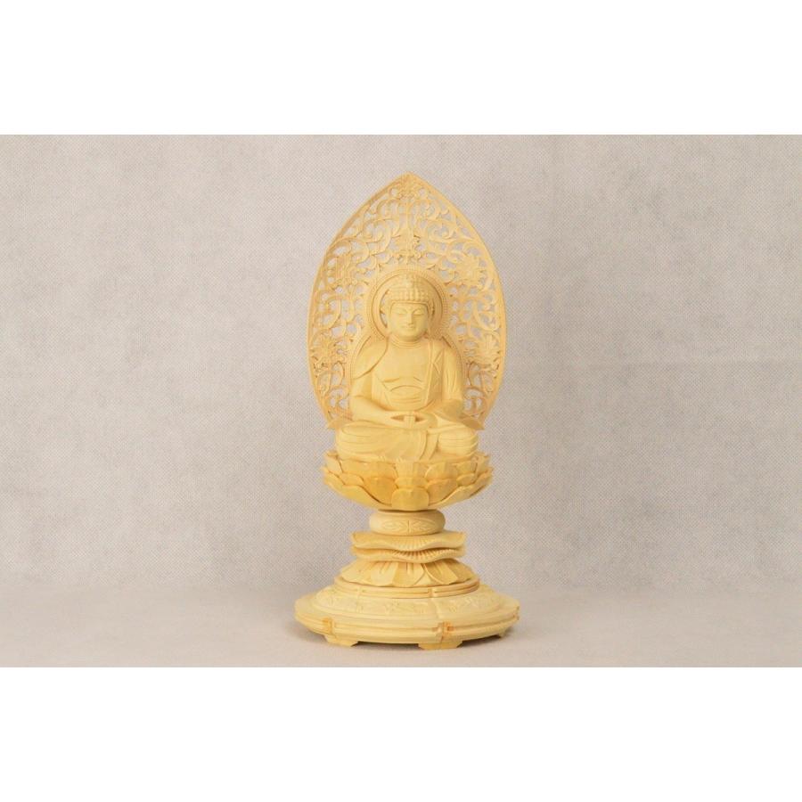 仏像 本尊 阿弥陀如来 2.0寸 丸座 総白木(桧材) 高級職人上げ 送料無料