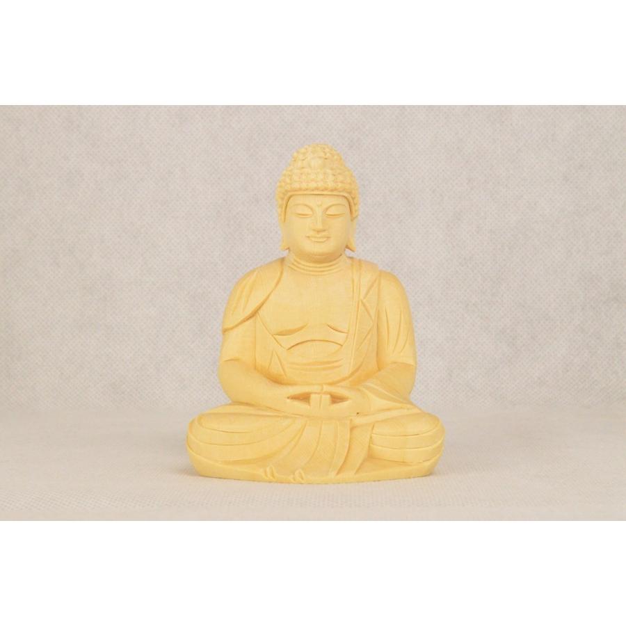 仏像 本尊 阿弥陀如来 2.5寸 丸座 総白木(桧材) 高級職人上げ 送料無料