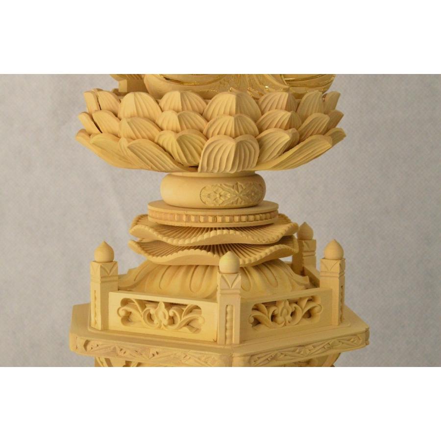 仏像 本尊 大日如来 2.5寸 六角 総柘植材 火炎光背 金泥書 高級職人
