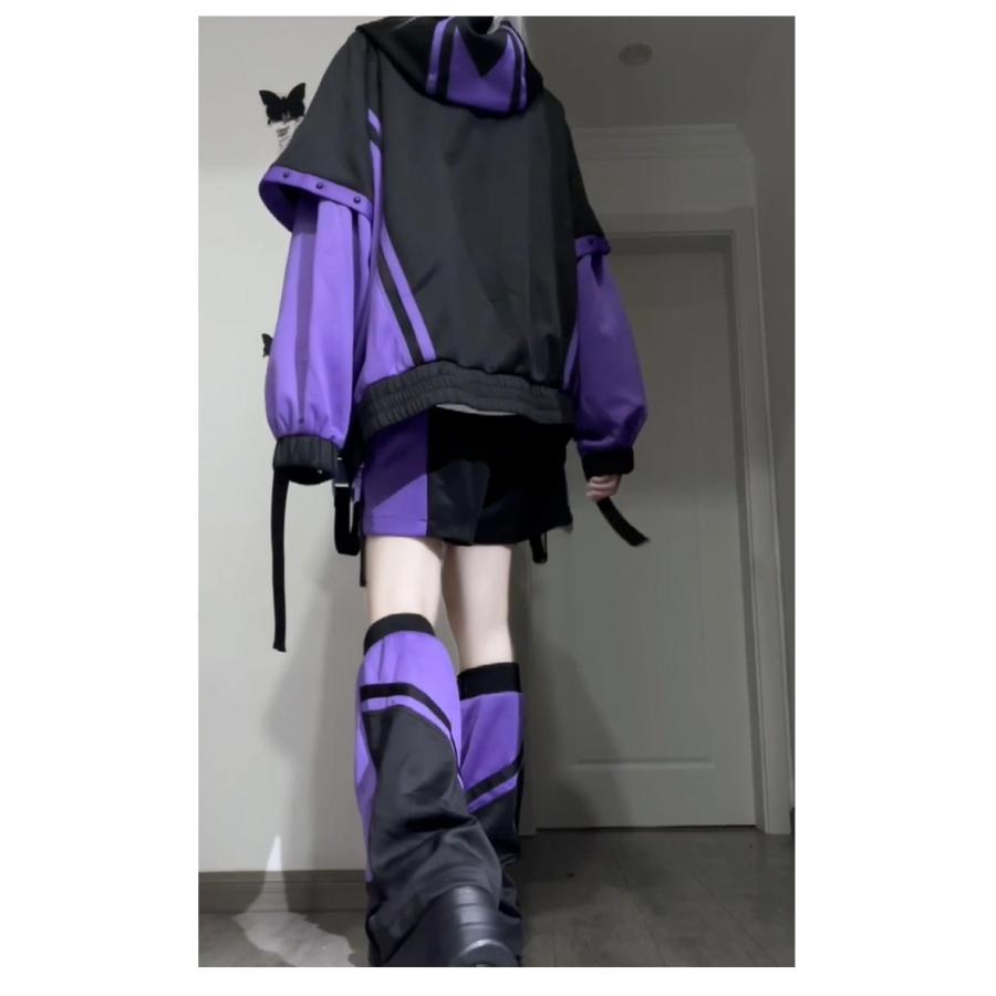 レディース 刺繍 ジャージ 地雷系 パープル 長袖 ジップアップ 機能服