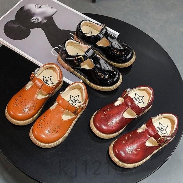 子供靴安いフォーマル靴女の子ガールズドレスシューズマジックテープストラップ革靴キッズシューズ防滑