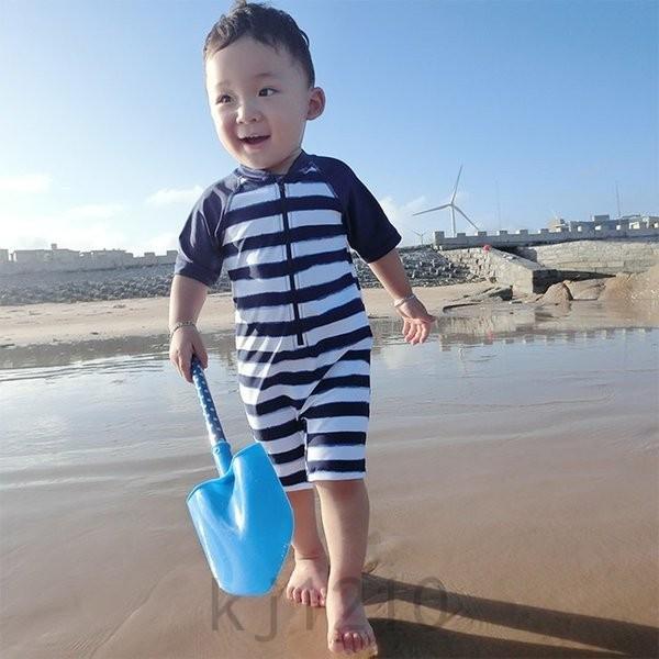 ベビー水着男の子ロンパース水着半袖かわいいストライプオールインワンベビースイミング水着おしゃれ温泉海辺ビーチ 76 以上節約