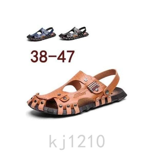 サンダルメンズおしゃれレザービーチサンダルスリッパシューズカジュアルレザーサンダル紳士用夏父の