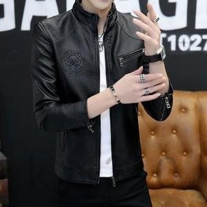 ジャケットメンズ革ジャンライダースジャケットレザージャケットフェイクレザー無地光沢ワッペンジップアップスタンドカラー春冬2 世界の人気ブランド