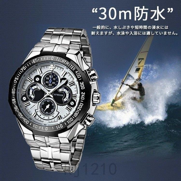 日本製 文字盤 ステンレス クロノグラフ調 アナログ メンズウォッチ 防水 メンズ 腕時計 大きい カジュアル ビジネス かっこいい おしゃれ 大人 腕時計 カラー シルバー Fdctheclub Com