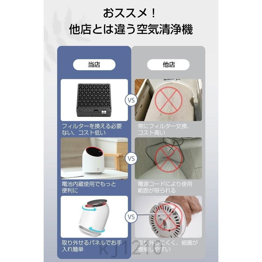 2021最新 コンパクト 空気清浄機 フィルター交換不要 15畳対応 充電 静音 卓上 3階風量 持ち運び 省エネ ワンタッチ 花粉 ホコリ チリダニ除去 花粉 細菌対策|kj1210|08