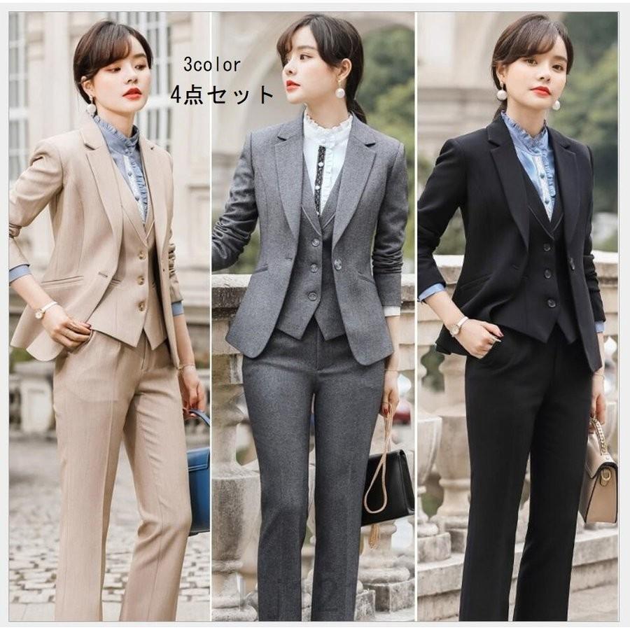 アウトレット 安い スーツレディース 4点セット ベスト付きスーツ ビジネススーツ セットアップスーツ フォーマルスーツ 通勤 Ol オフィス パンツ スーツ 就活 面接 大きいサイズ 今だけ半額 Www Tapspestservices Com