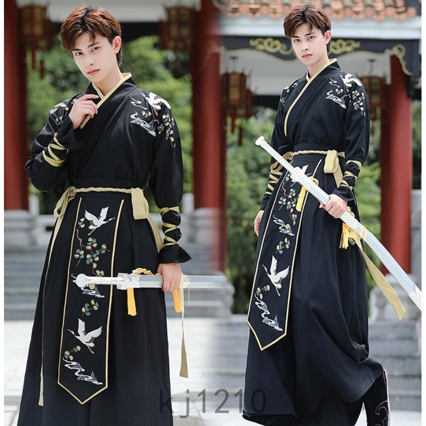 男性用漢服 中華コスプレ衣装 メンズ チャイナ服 中華服 チャイナドレス 長袖 上下2点セット 鶴 刺しゅう おしゃれ 中国古代コスチューム 華流ハロウィン衣装 黒 Bhqxp2fgcm コスプレ衣装 Gamma Egy Com