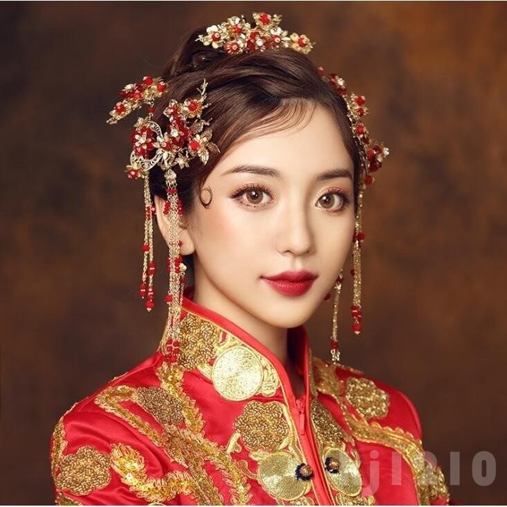 新品未使用 髪飾りセット唐装漢服中国風ウェディング二次会チャイナドレス古代宮廷風中華服舞台衣装結婚式華麗中式ウェディング写真撮影新婦花嫁 Connectnewworld Com