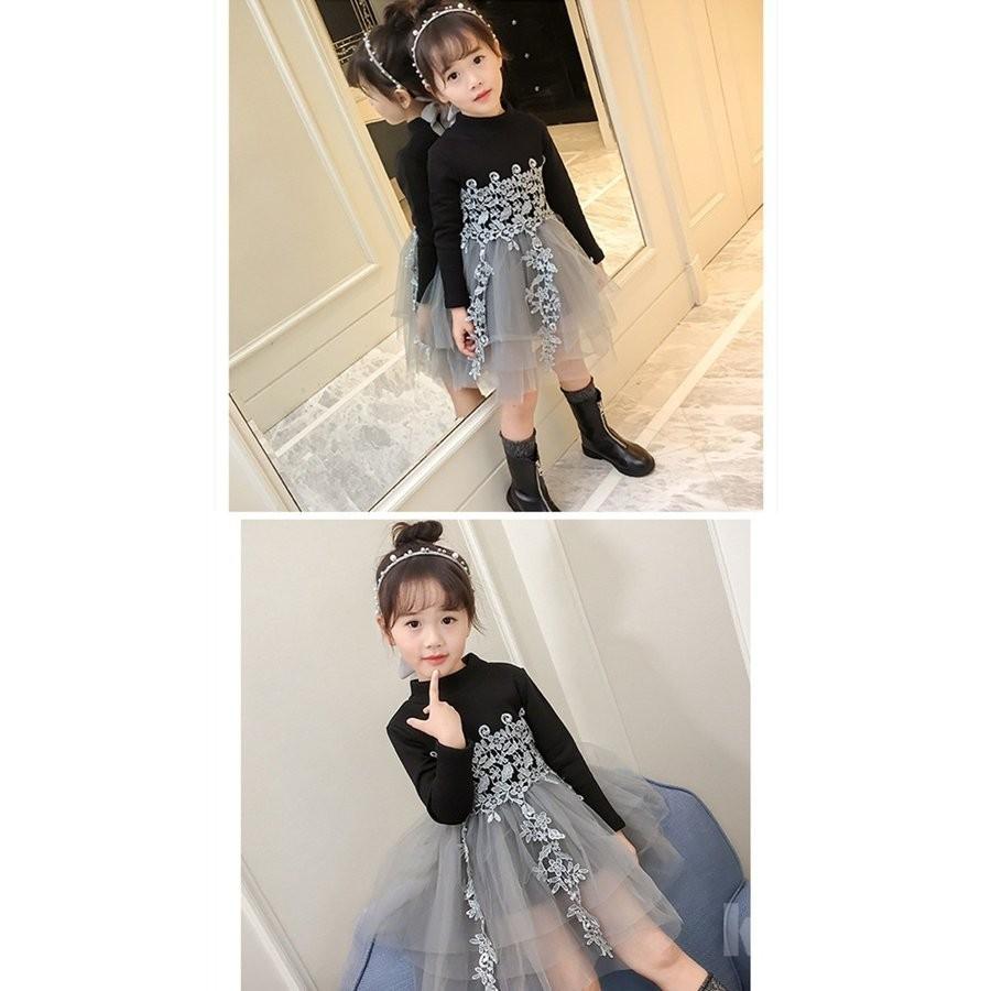 子供ワンピースキッズ長袖韓国子供服子どもドレス女の子ピアノ発表会合唱団七五三キッズワンピースベビードレス可愛い黒ワンピ90 140cm 人気が高い