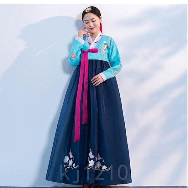 韓国民族衣装チマチョゴリ韓服全15色鳥花刺繍華やかウエディングドレス