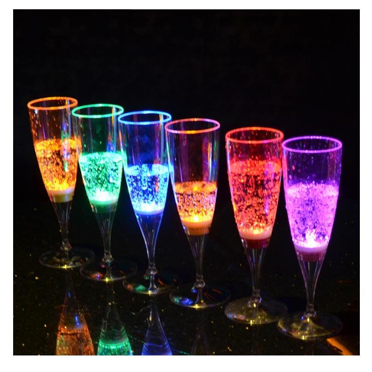 光るシャンパングラス 150ml 6色 6脚セット GLOWLASS 光るグラス センサーネオングラス パーティー 光る LED グラス シャンパング｜kj1210｜11