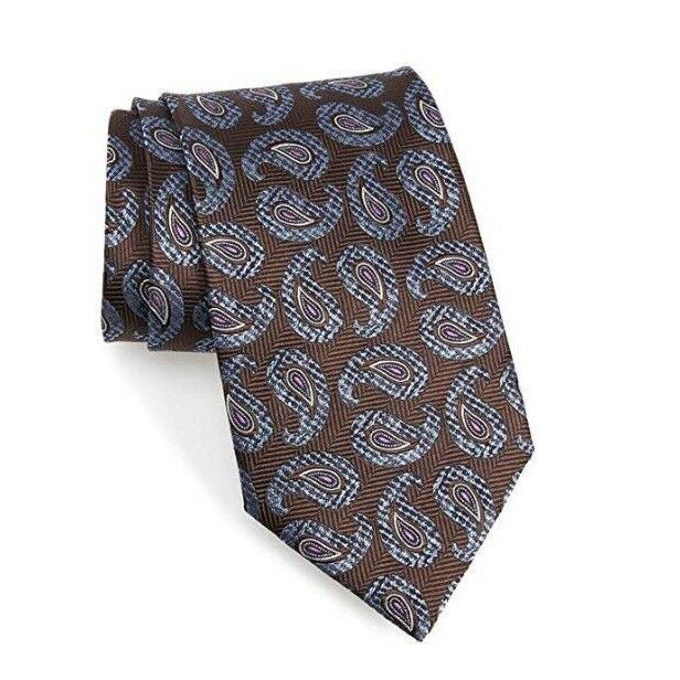 エルメネジルド・ゼニア ネクタイ Ermenegildo Zegna mens Brown Blue Paisley tie MSRP $195