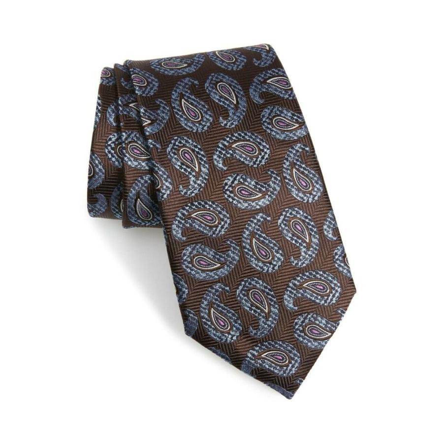 【超美品】 エルメネジルド・ゼニア ネクタイ Ermenegildo Zegna mens Brown Blue Paisley tie MSRP $195 【2448057618】(12935円)