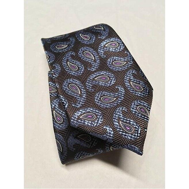【超美品】 エルメネジルド・ゼニア ネクタイ Ermenegildo Zegna mens Brown Blue Paisley tie MSRP $195 【2448057618】(12935円)