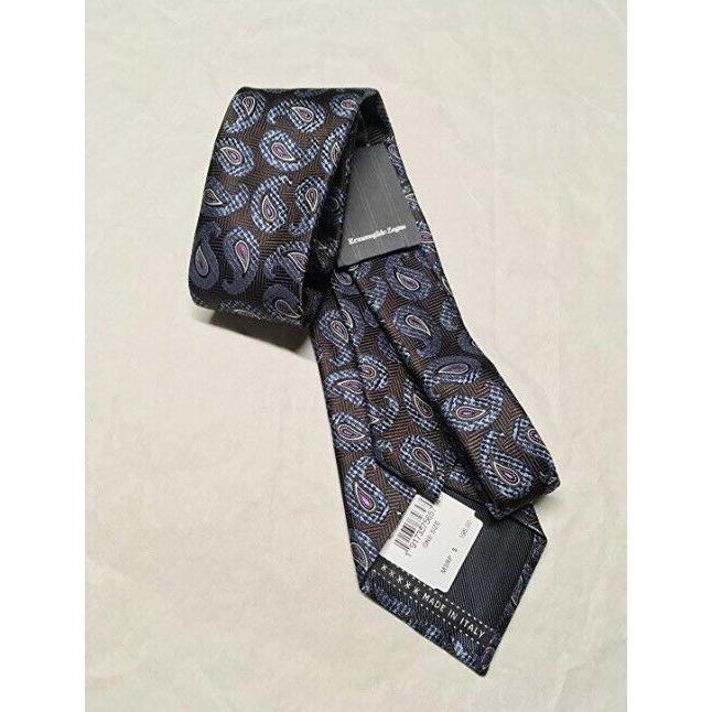 【超美品】 エルメネジルド・ゼニア ネクタイ Ermenegildo Zegna mens Brown Blue Paisley tie MSRP $195 【2448057618】(12935円)
