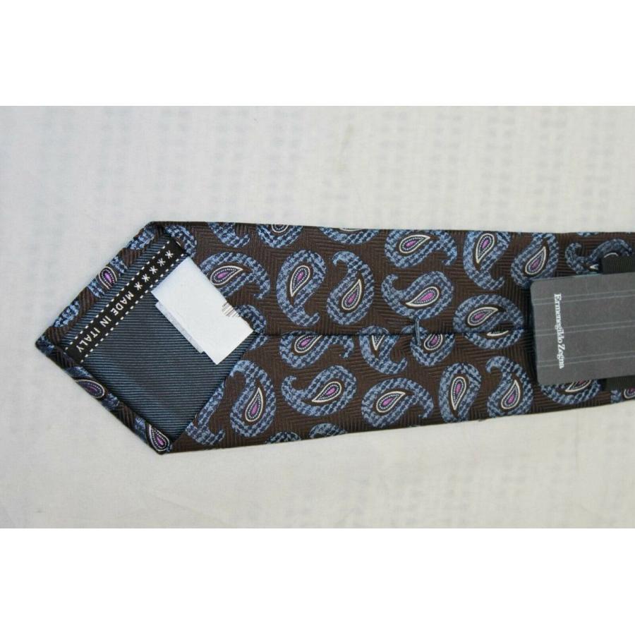 【超美品】 エルメネジルド・ゼニア ネクタイ Ermenegildo Zegna mens Brown Blue Paisley tie MSRP $195 【2448057618】(12935円)