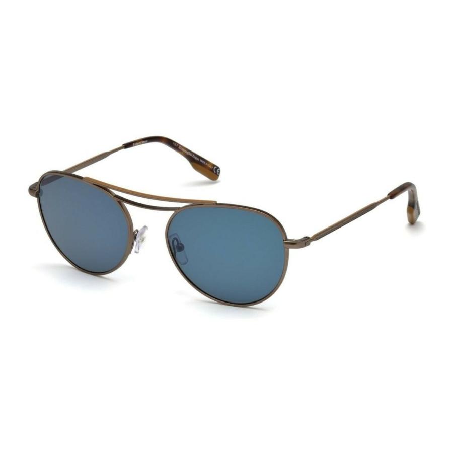 エルメネジルド ゼニア メンズ用サングラス Ermenegildo Zegna Sunglasses ez0103 35V matte bronze havana /BLUE 54mm
