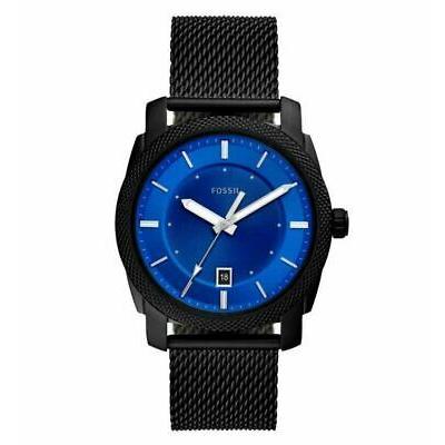 フォッシル メンズ用腕時計 Fossil Machine Three-Hand Date Black Stainless Steel Mesh Watch FS5694