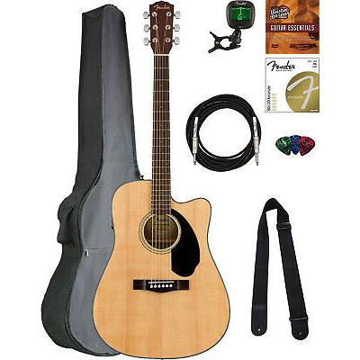 フェンダー エレクトリックアコースティックギター ギグバッグ付き Fender CD-60SCE Solid Top Dreadnought Acoustic-Electric Guitar - Natural w/ Gig Bag
